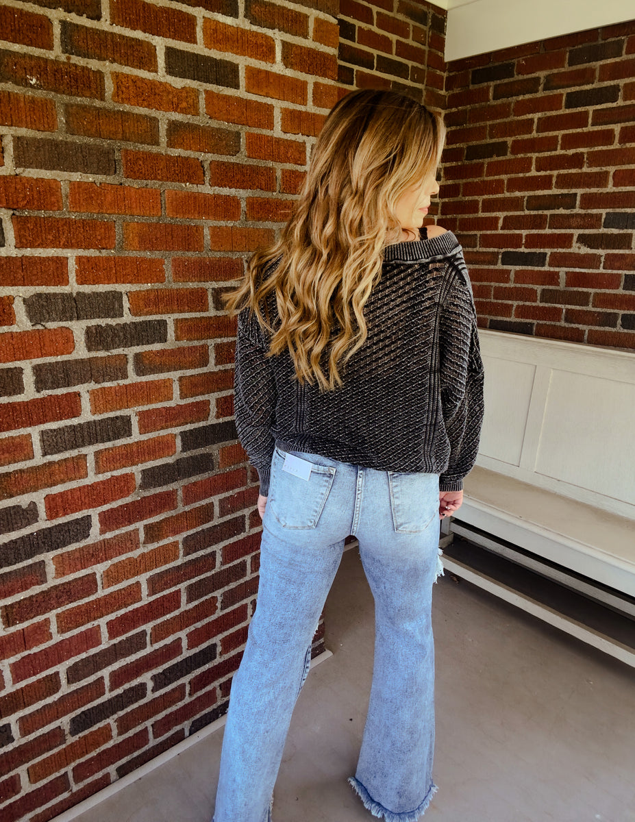 ACID WASH CARDIGAN (ACID BLACK)