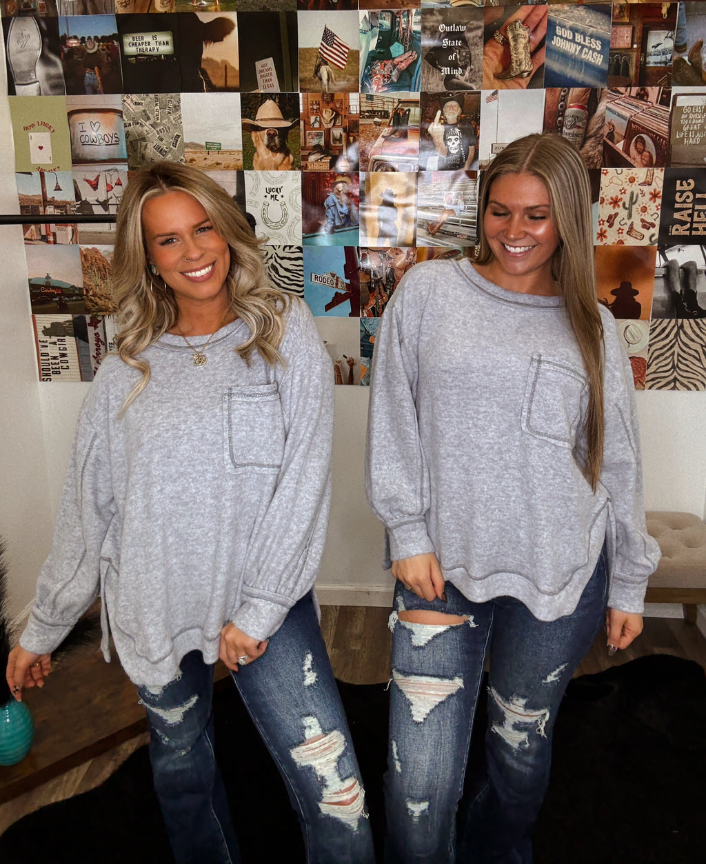 The Vintage Girl Top- Heather Grey