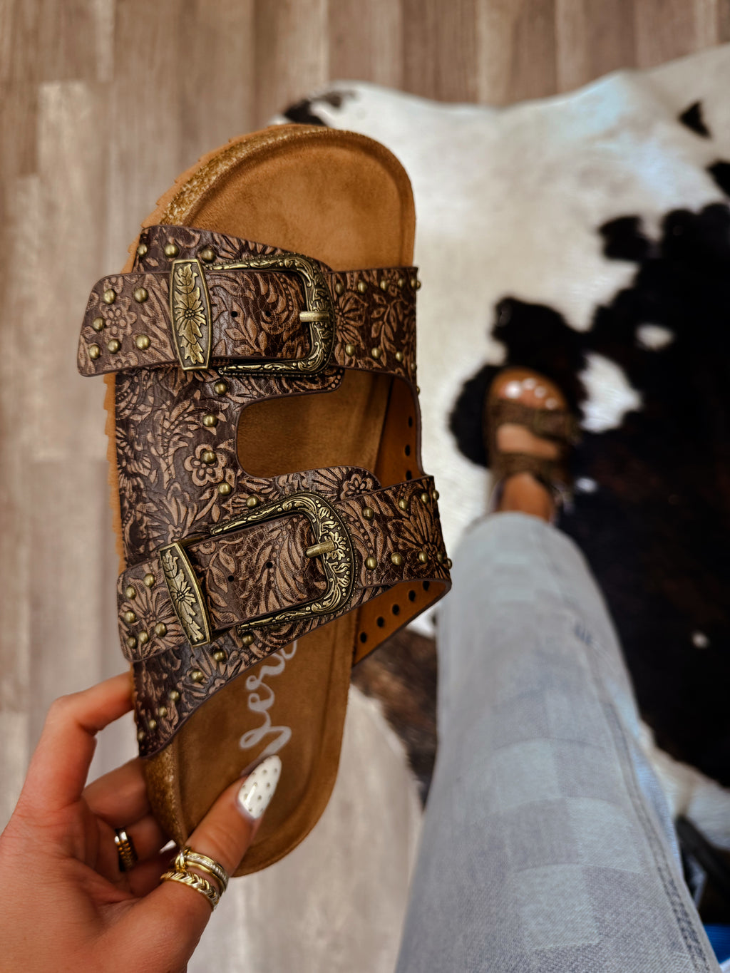 Lainey Studded Sandals- Chocolate