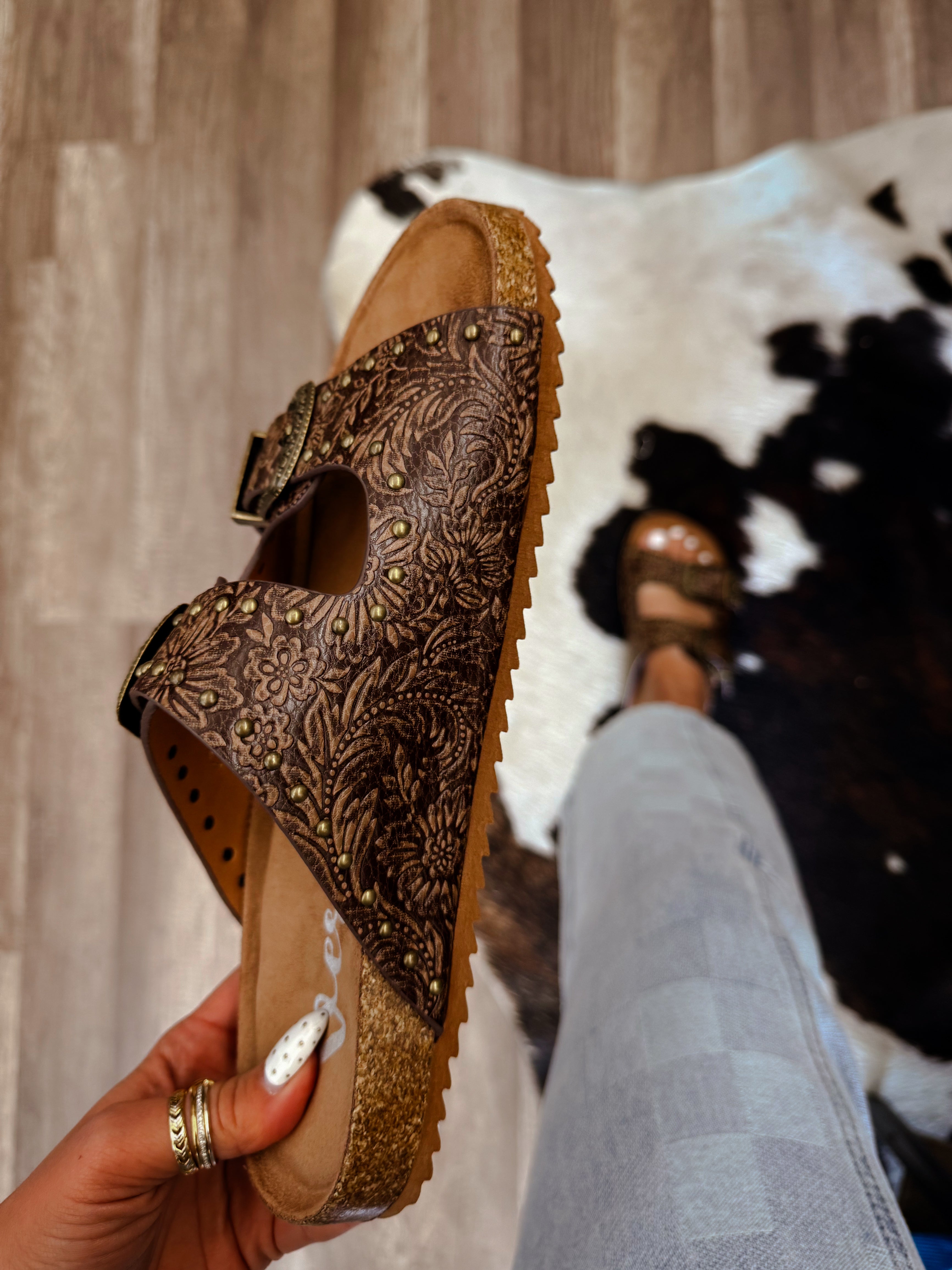 Lainey Studded Sandals- Chocolate