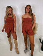 Here comes the sun Romper- Rust