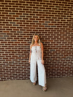 Maci Striped Jumpsuit- Taupe