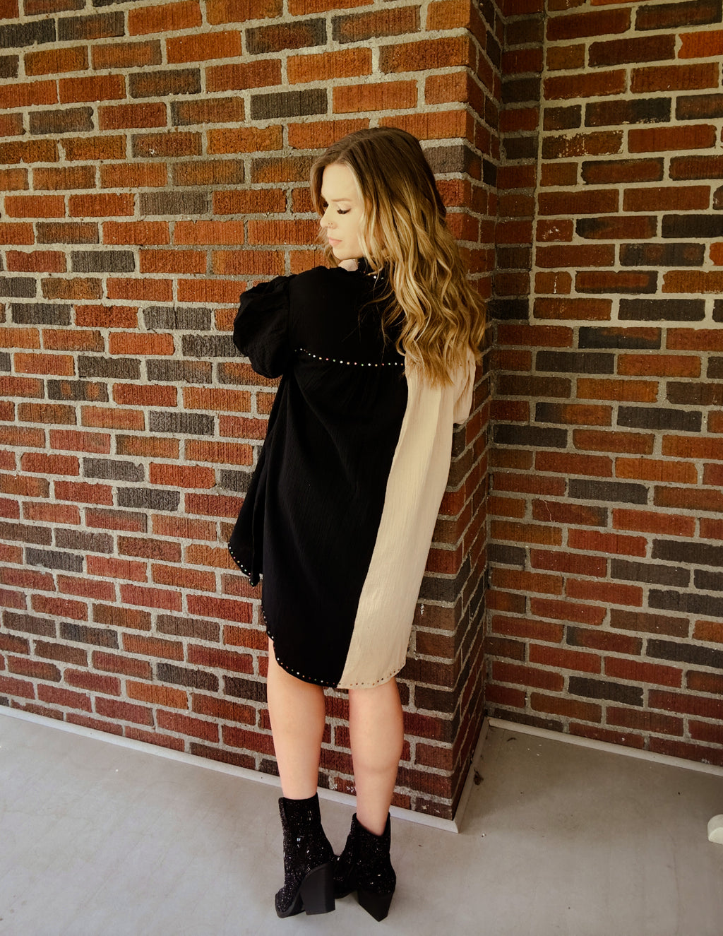 Color Block Rhinestone Dress