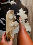 Straight Shooter Sandals- Cream