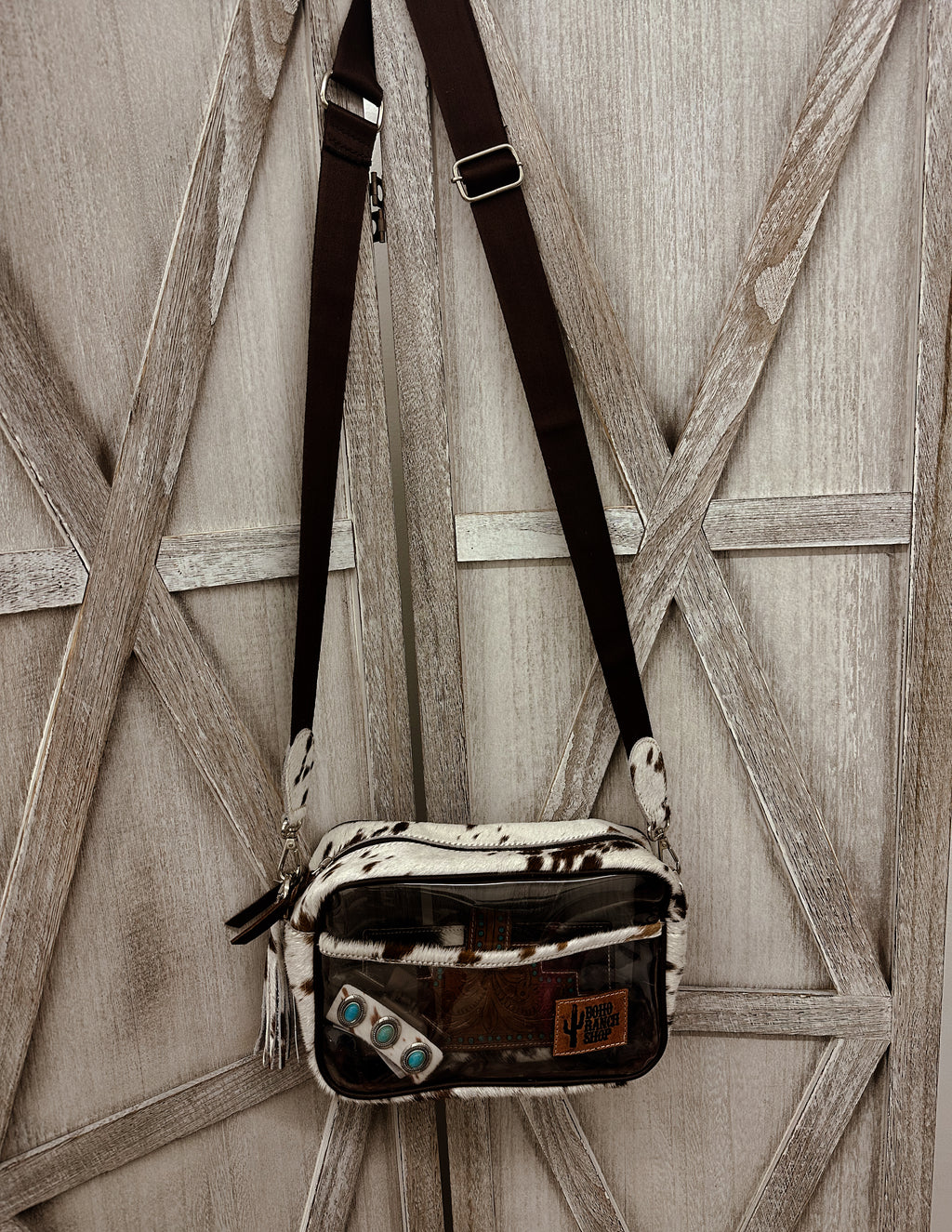 Clear Cowhide Crossbody Purse - Concert Festival