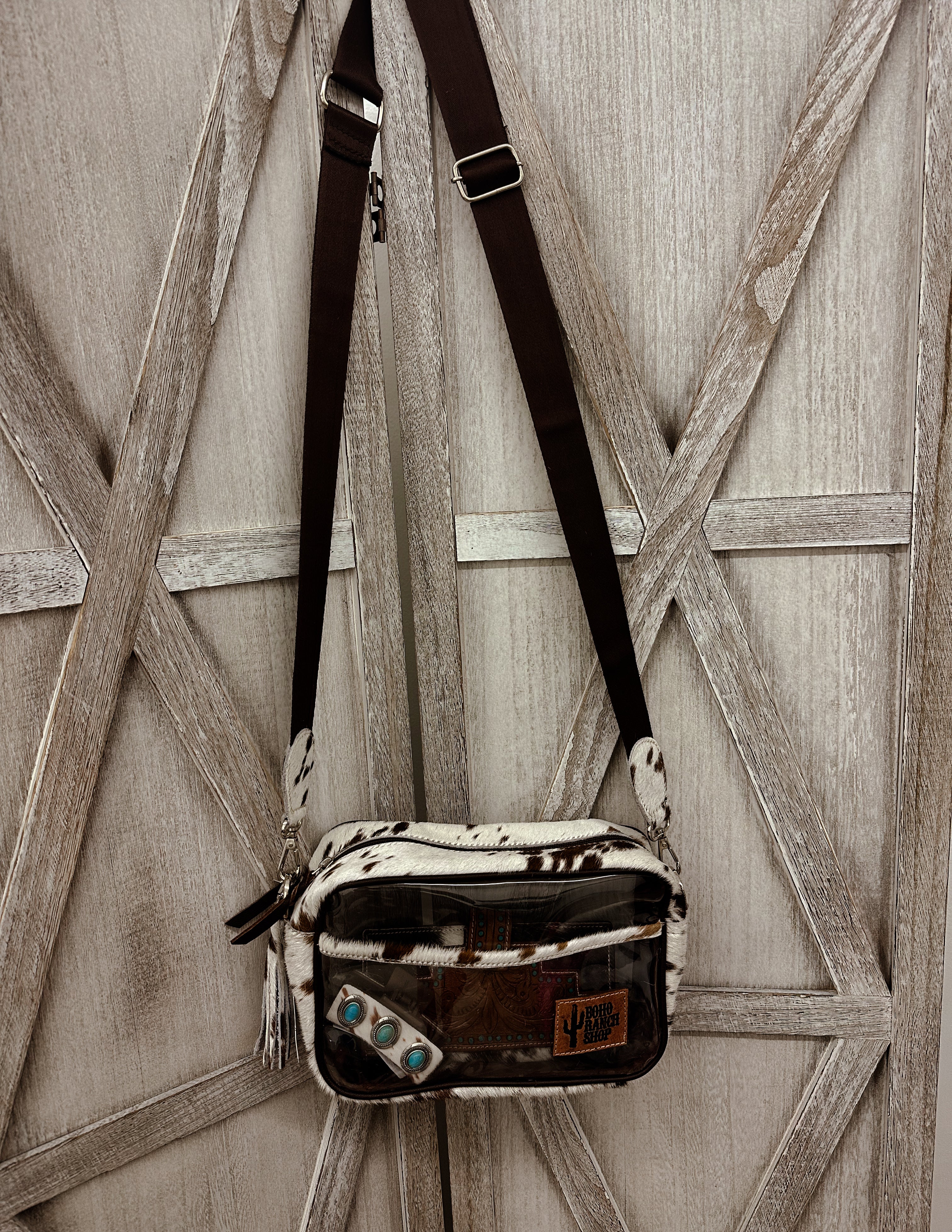 Clear Cowhide Crossbody Purse - Concert Festival