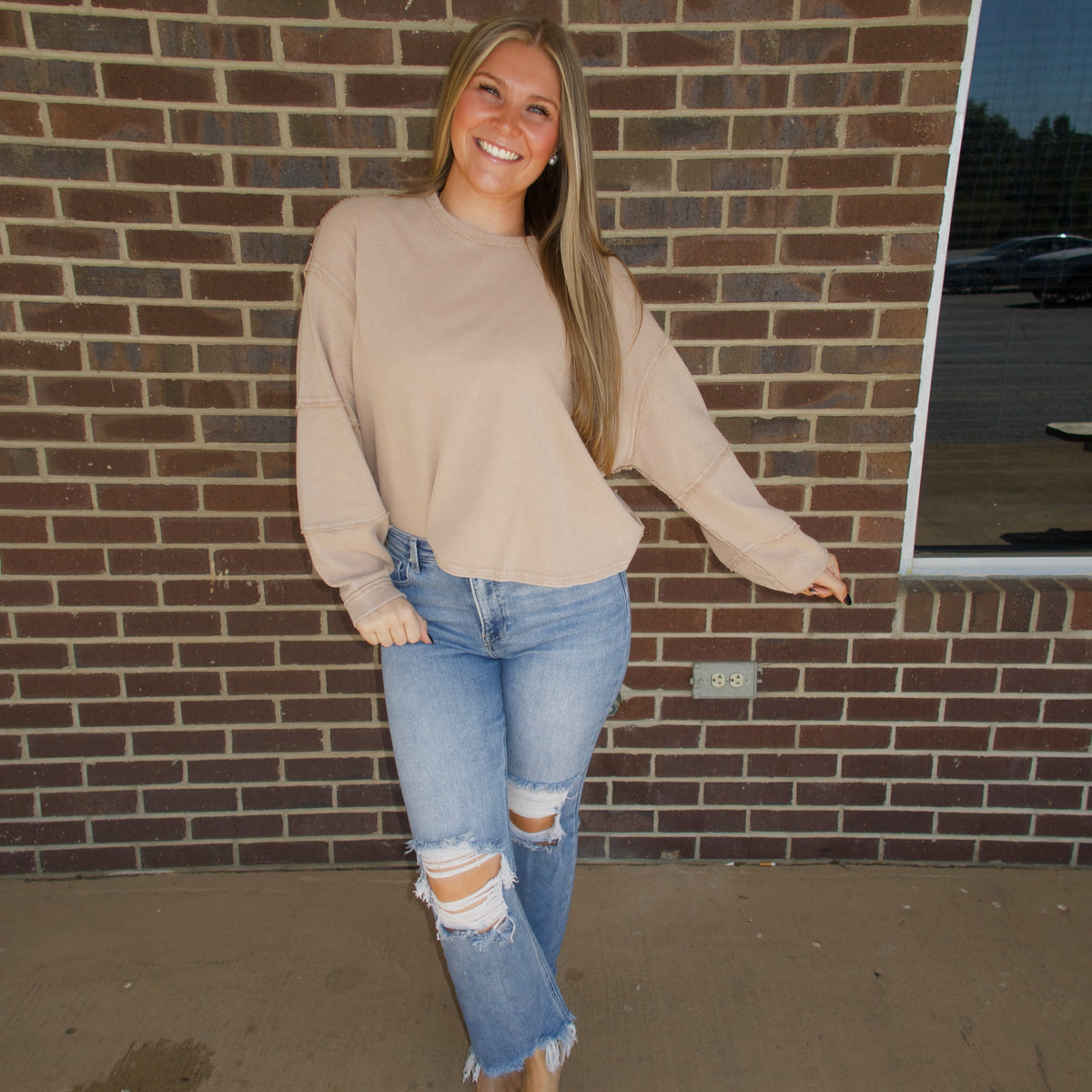 The Caroline Stitch Top- Taupe
