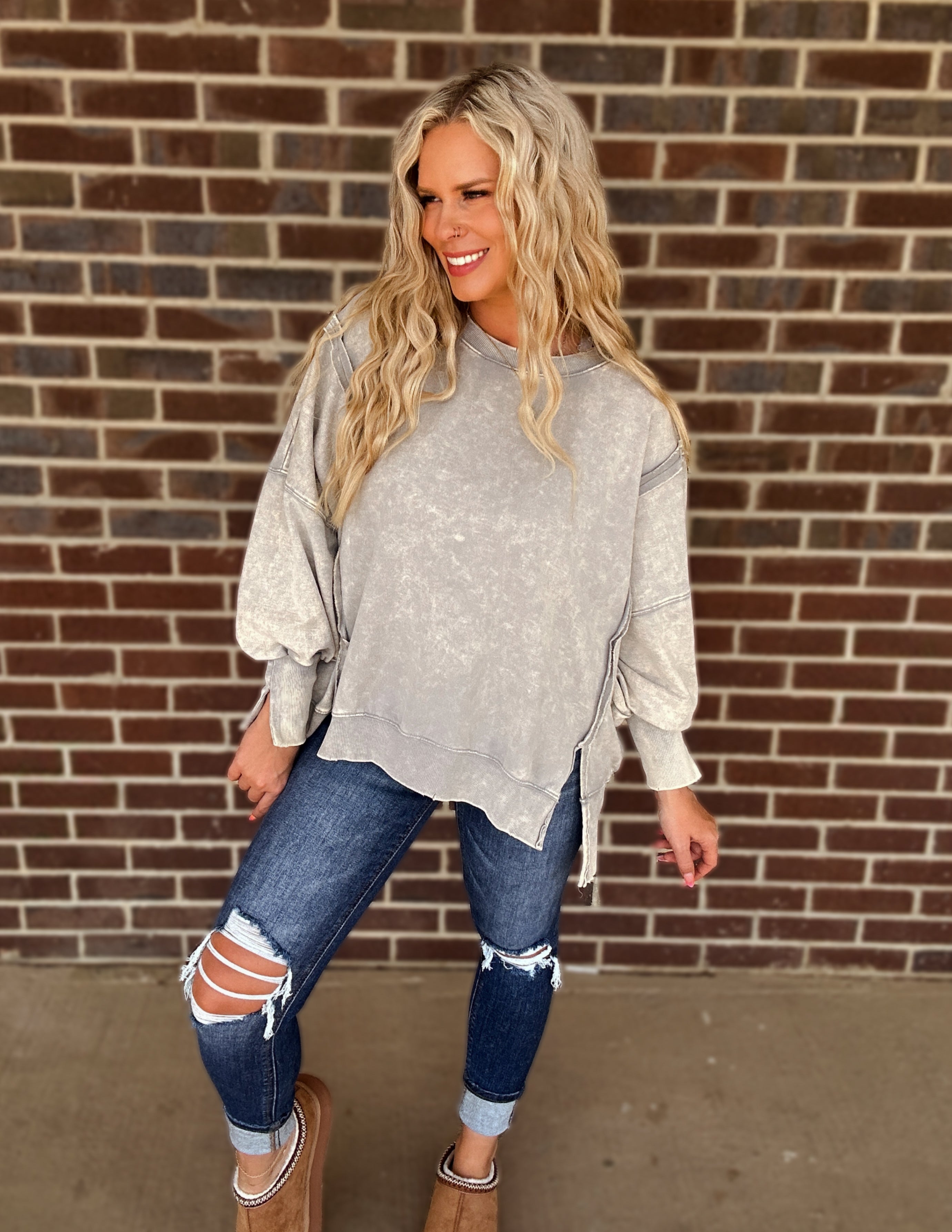 Oversized girlie pullover- Sleet