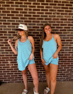 Things To Do Romper Dress- Teal
