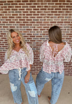 Ditsy Floral Top- Pink