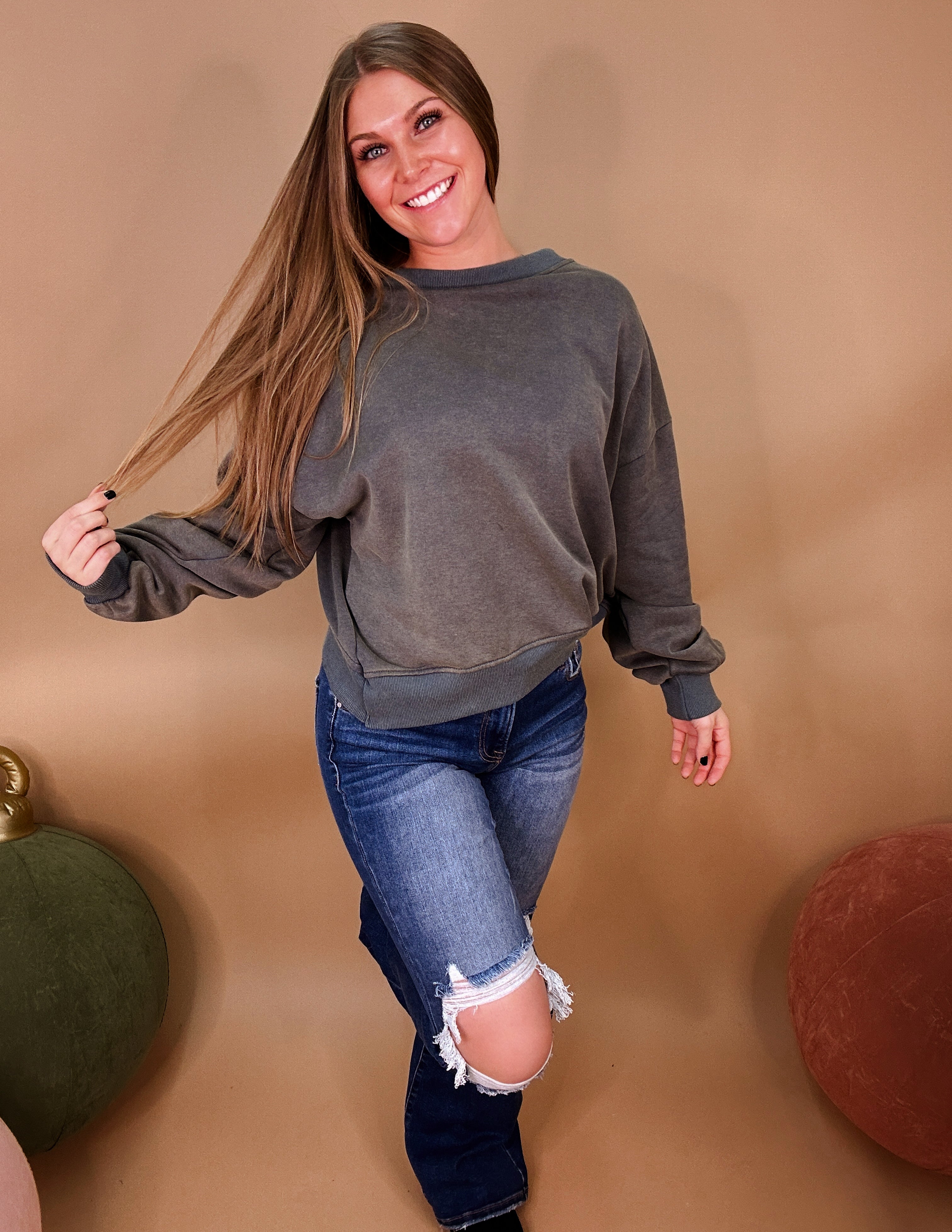 Cut it out top- Vintage moss
