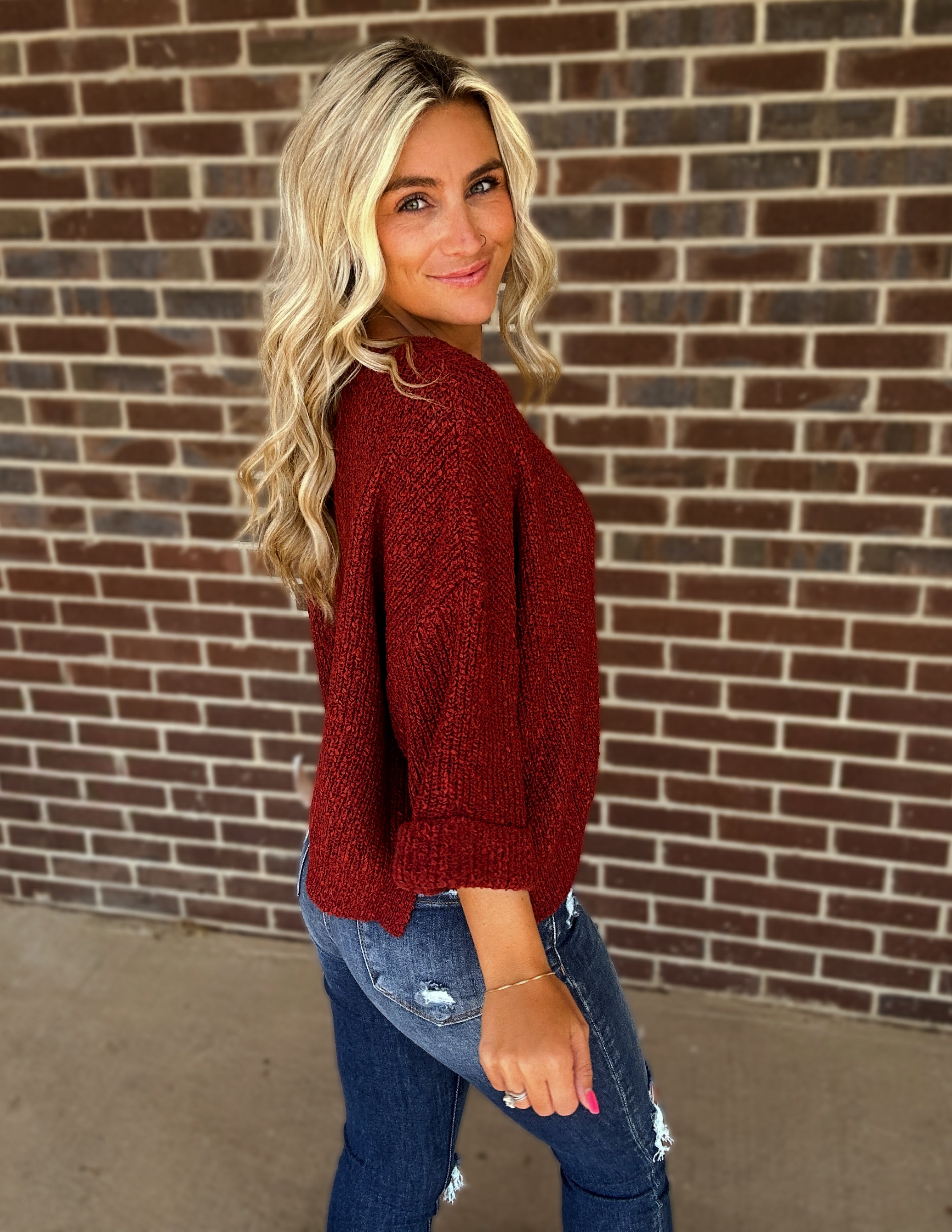 Old Money knit sweater- Rust