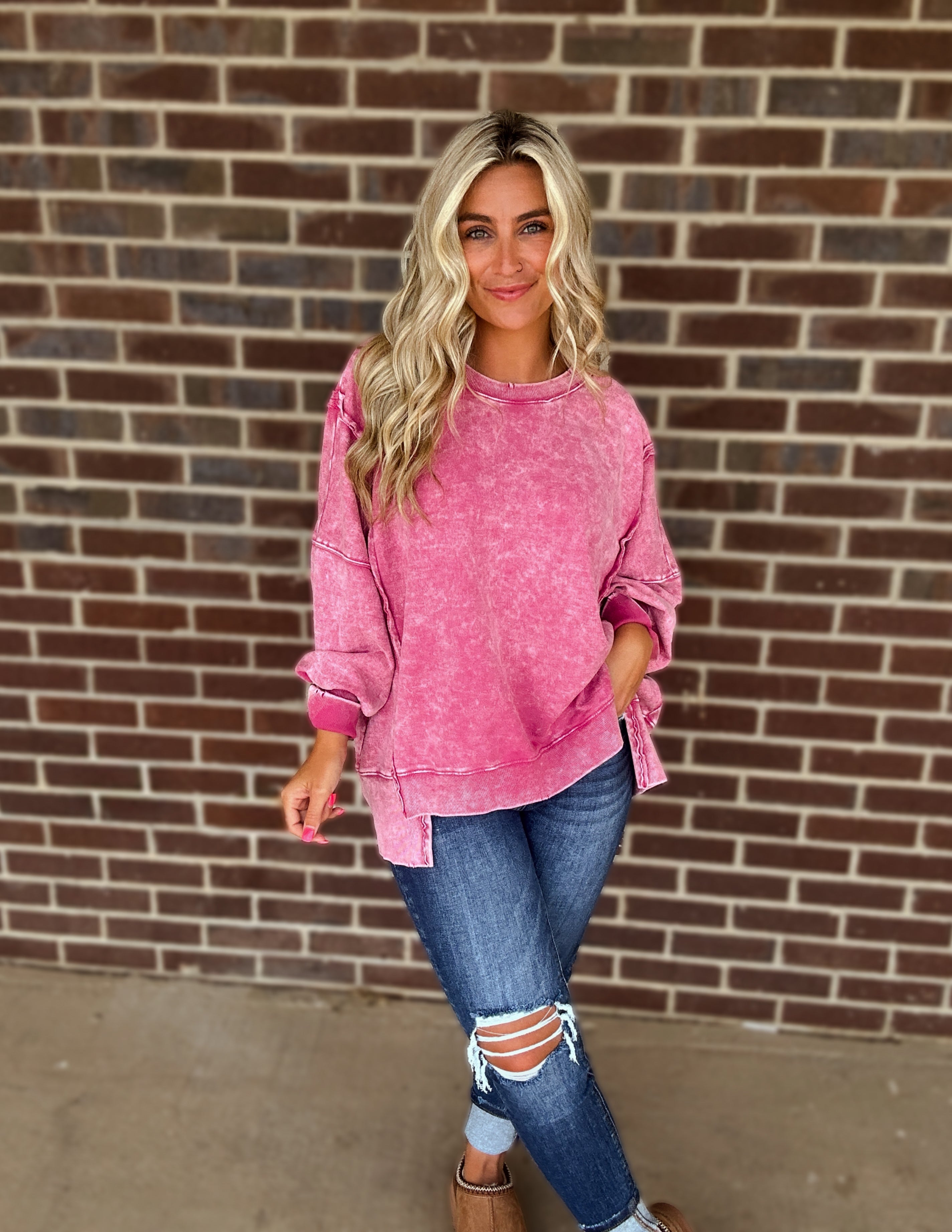 Oversized girlie pullover- Ash Pink