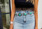 Western Concho Chain Belt Turquoise