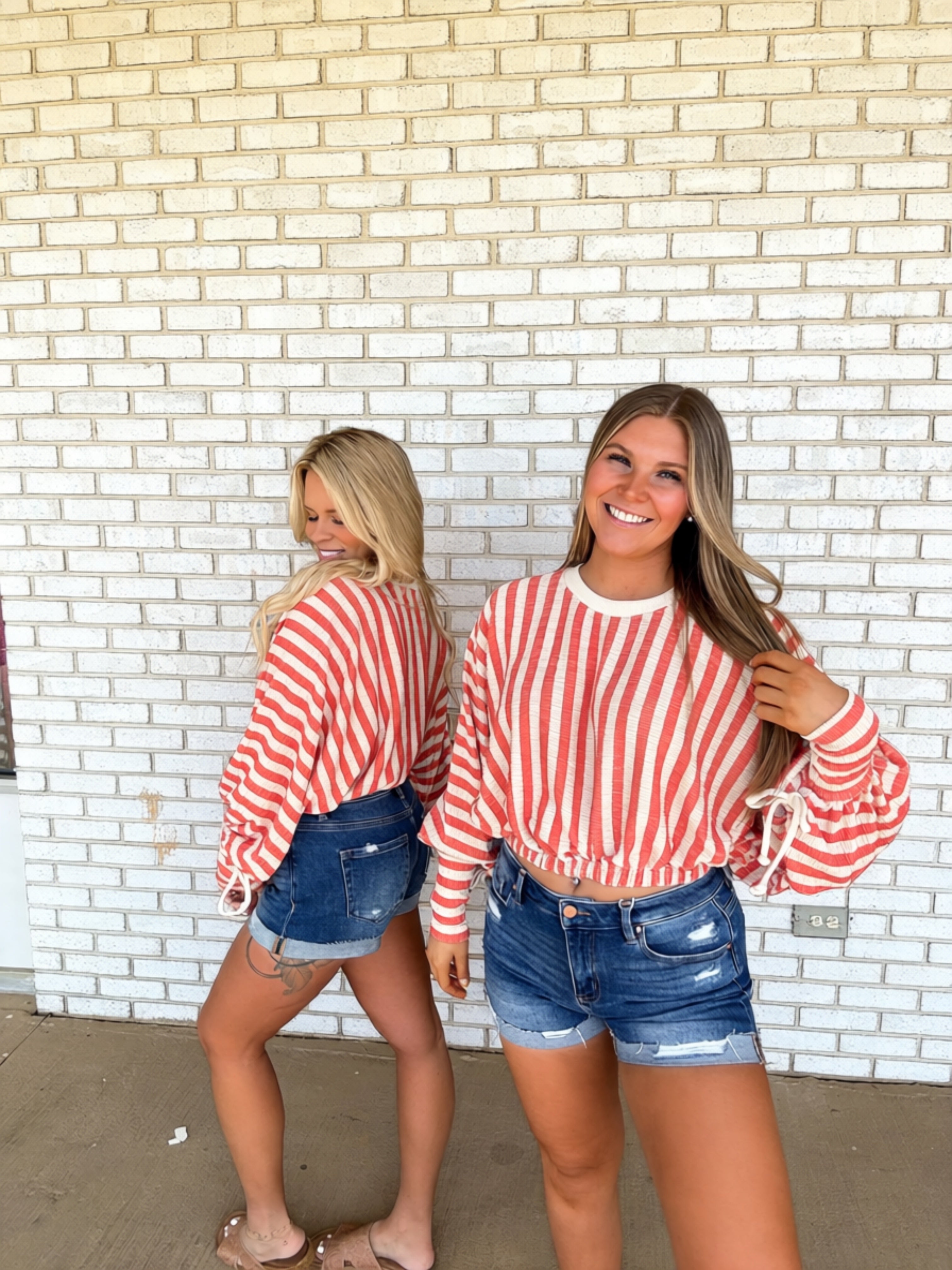 Coral & Cream Stripe Top