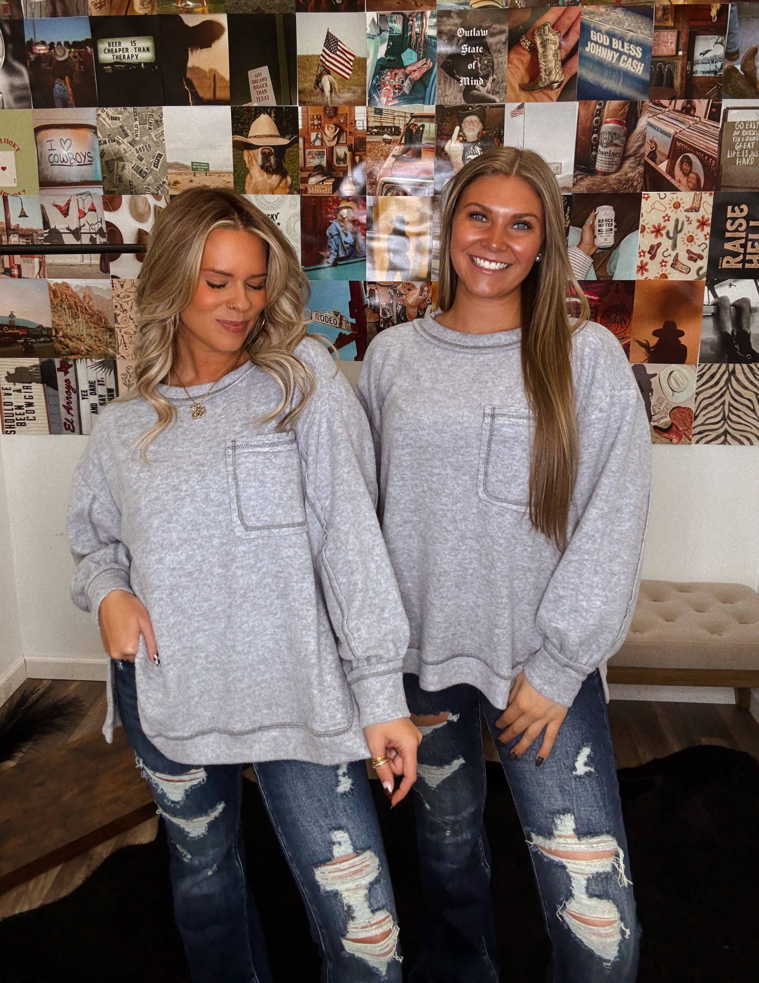 The Vintage Girl Top- Heather Grey