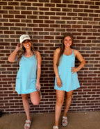 Things To Do Romper Dress- Teal