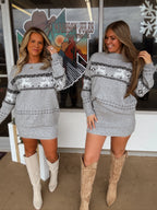 Reindeer Off The Shoulder Sweater Skirt Set