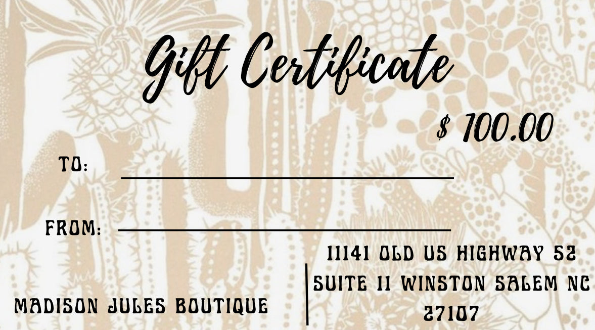 Madison Jules Boutique Gift Card