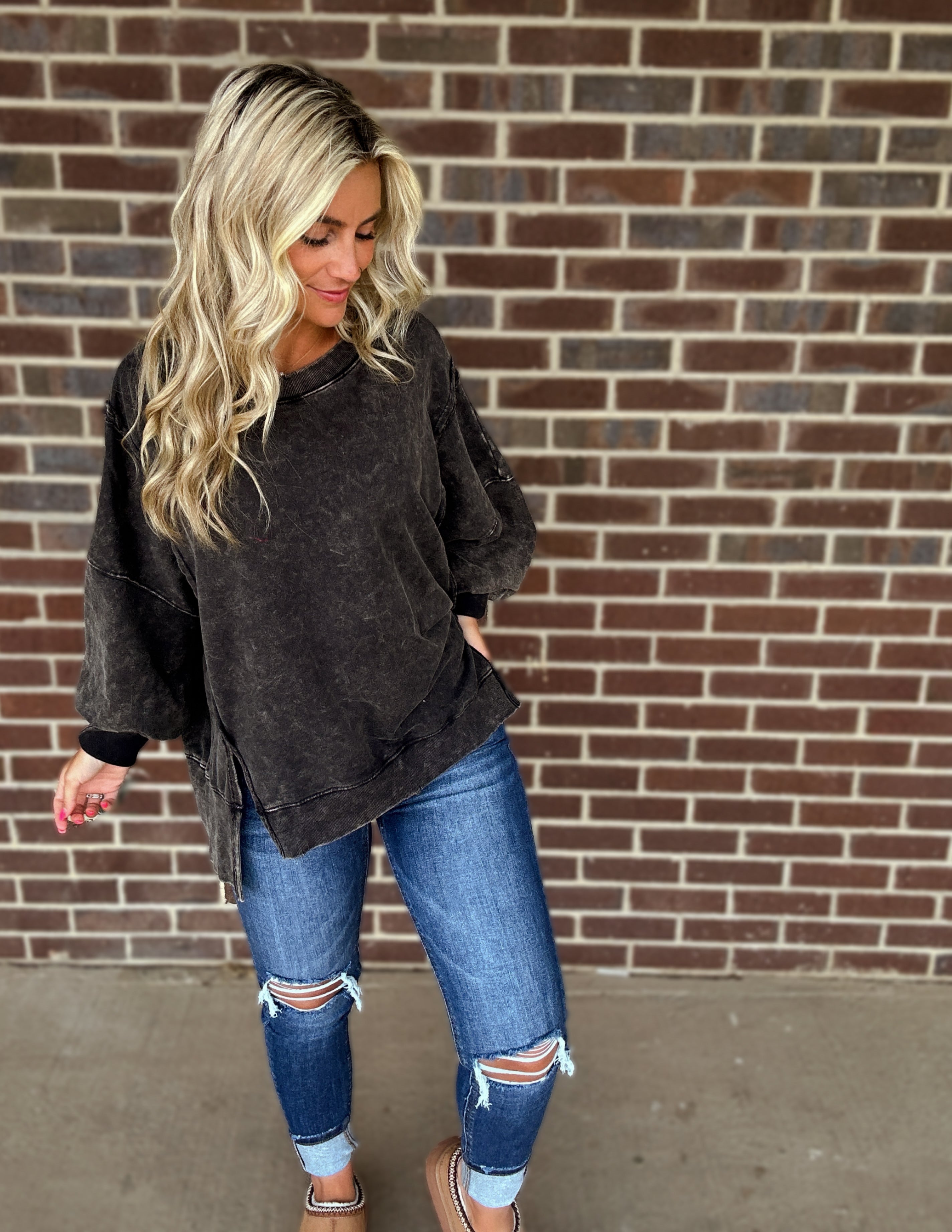 Oversized girlie pullover- Ash Black