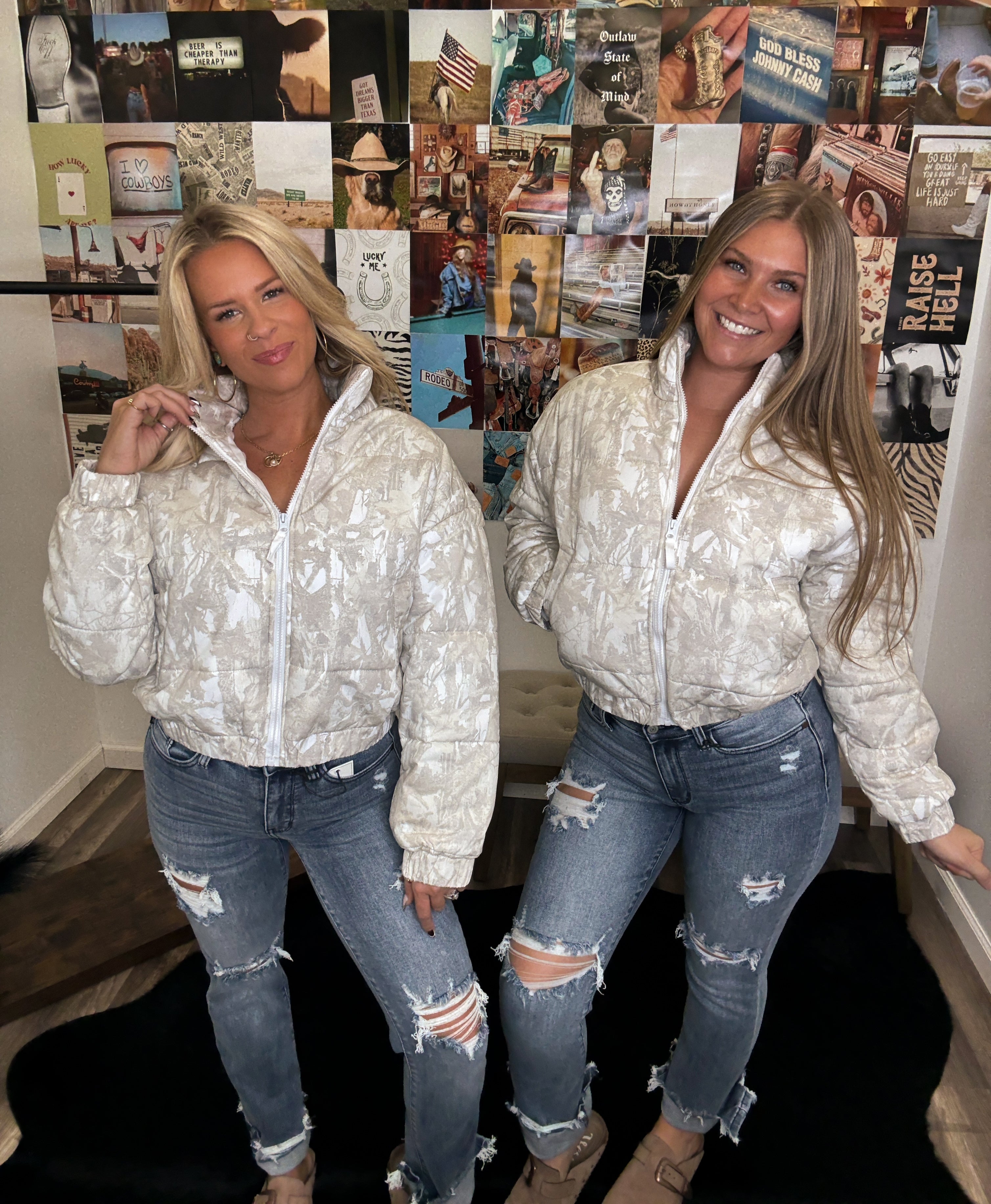 The Camo Light Wash Puffer Jacket