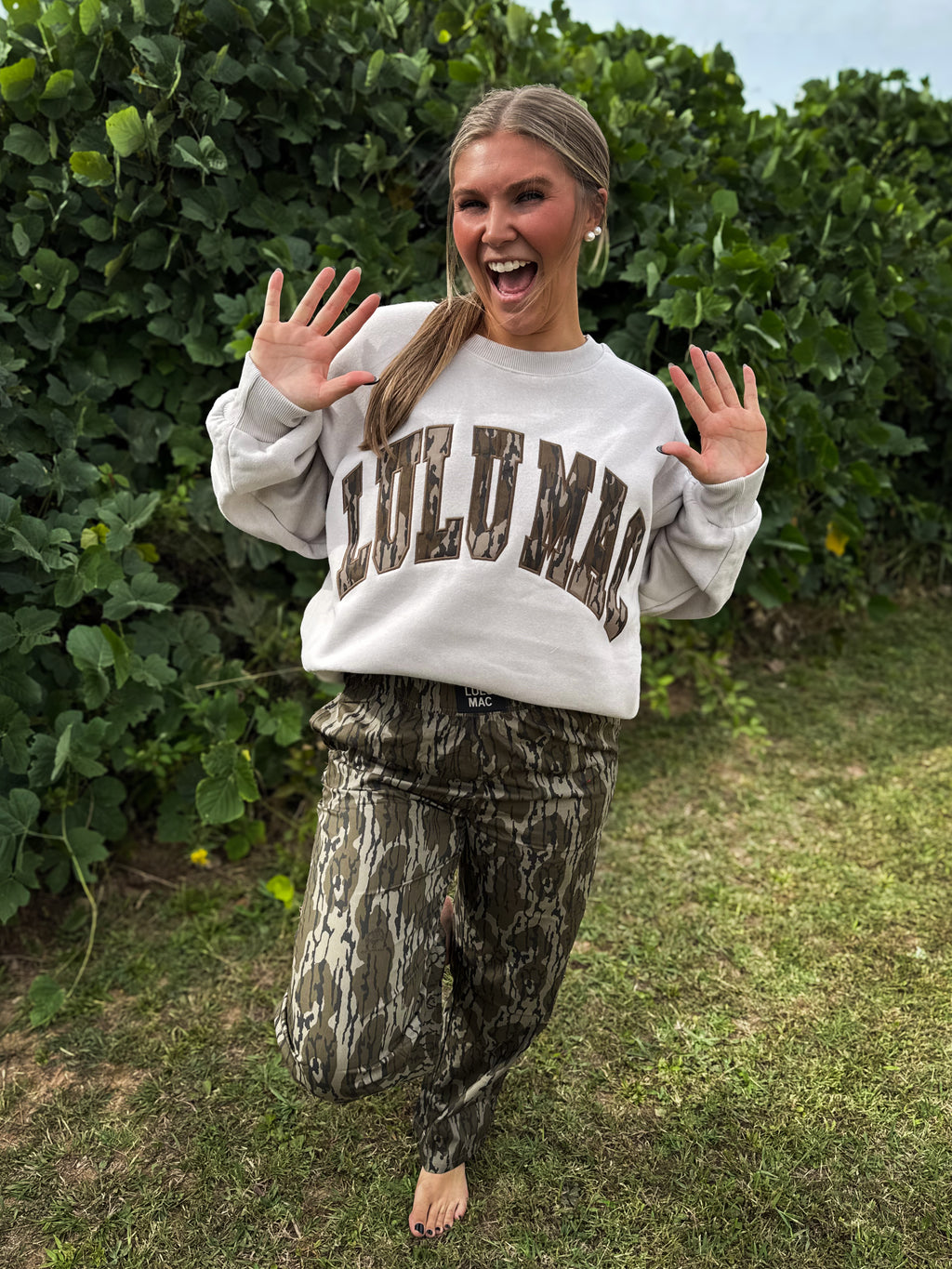 The Mossy Camo Pullover- Greige