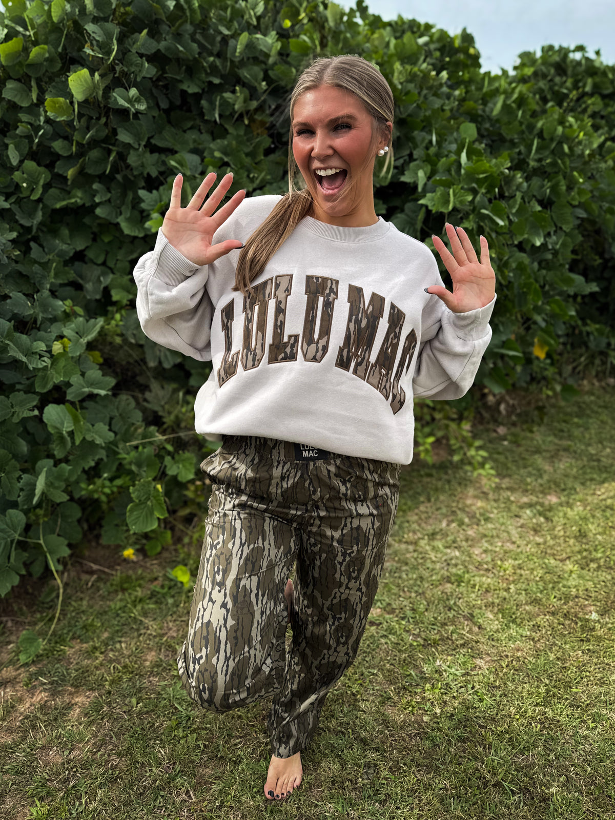 The Mossy Camo Pullover- Greige