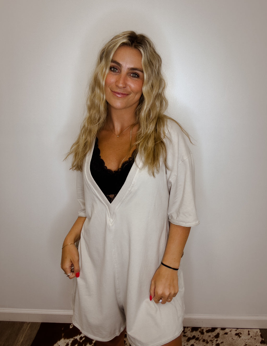 The dreamer tee shirt romper- Oatmeal