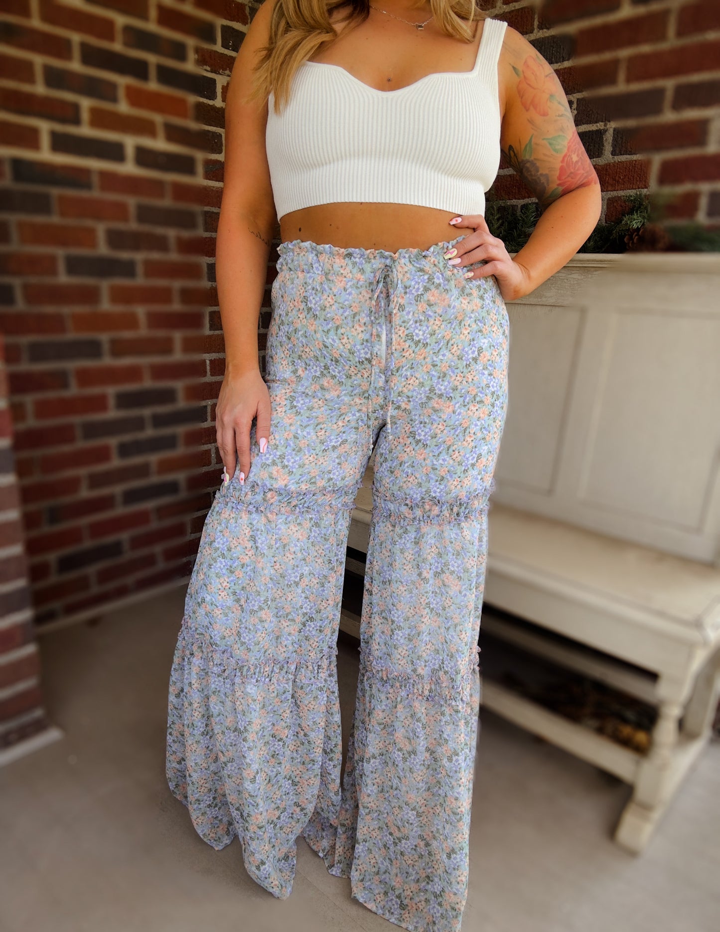 Wild boho palazzo pants- baby blue