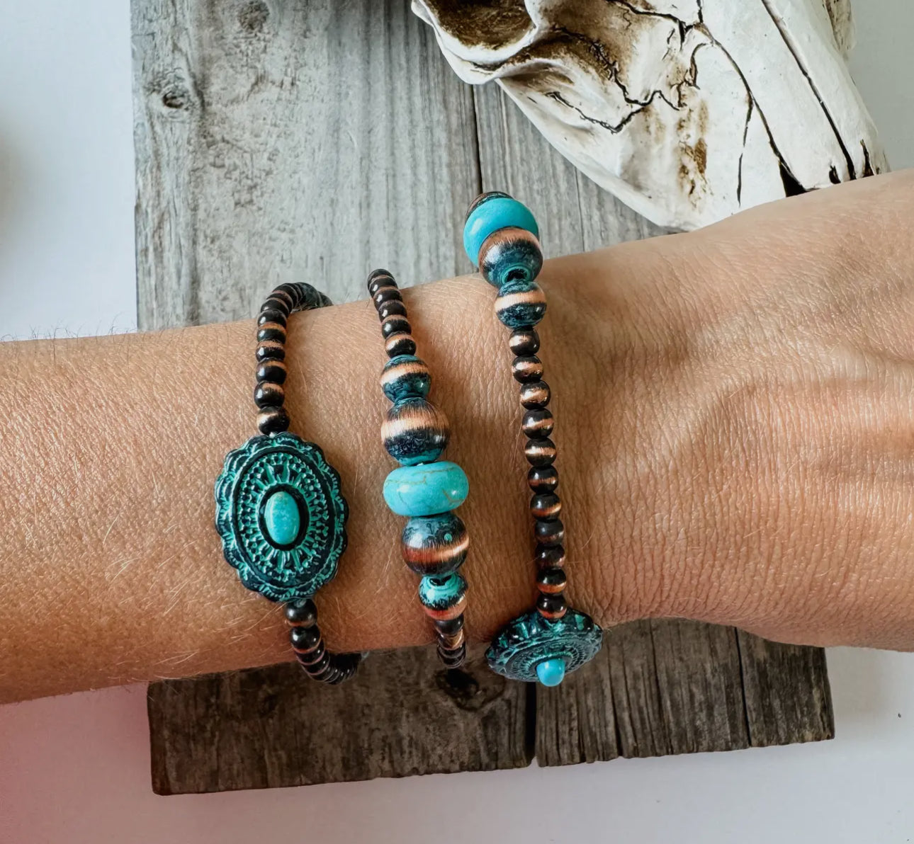 Navajo Style Pearl Stackable Bracelets