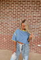 The Stripe Top- Blue/Lime