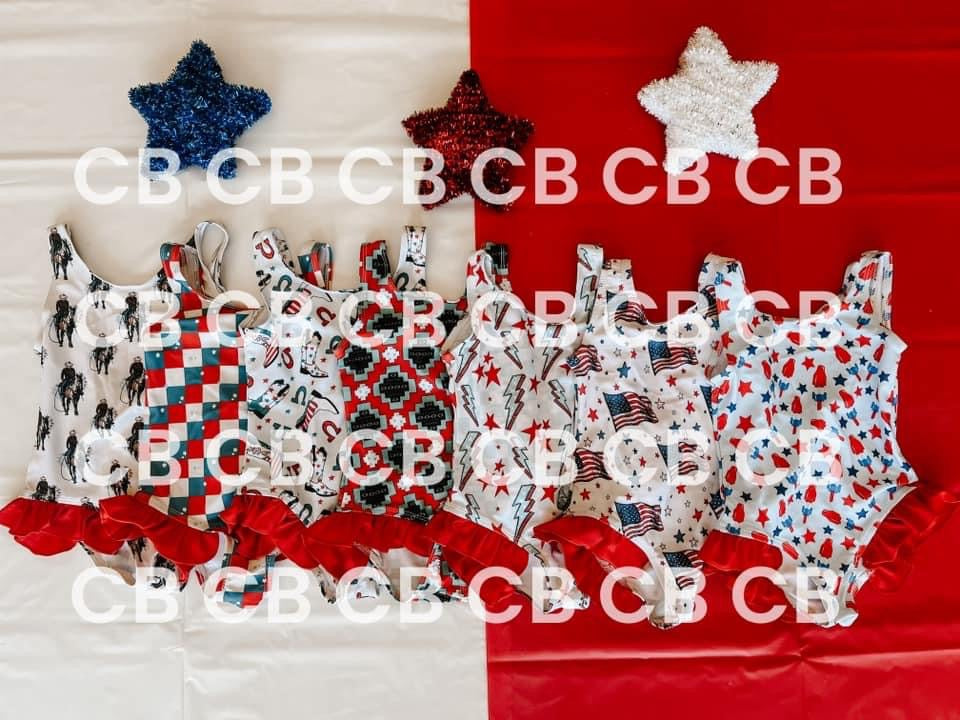 GIRLS ONE PIECE PATRIOTC SWIM