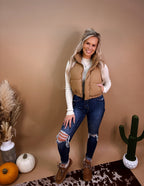 On the go puffer vest- Camel