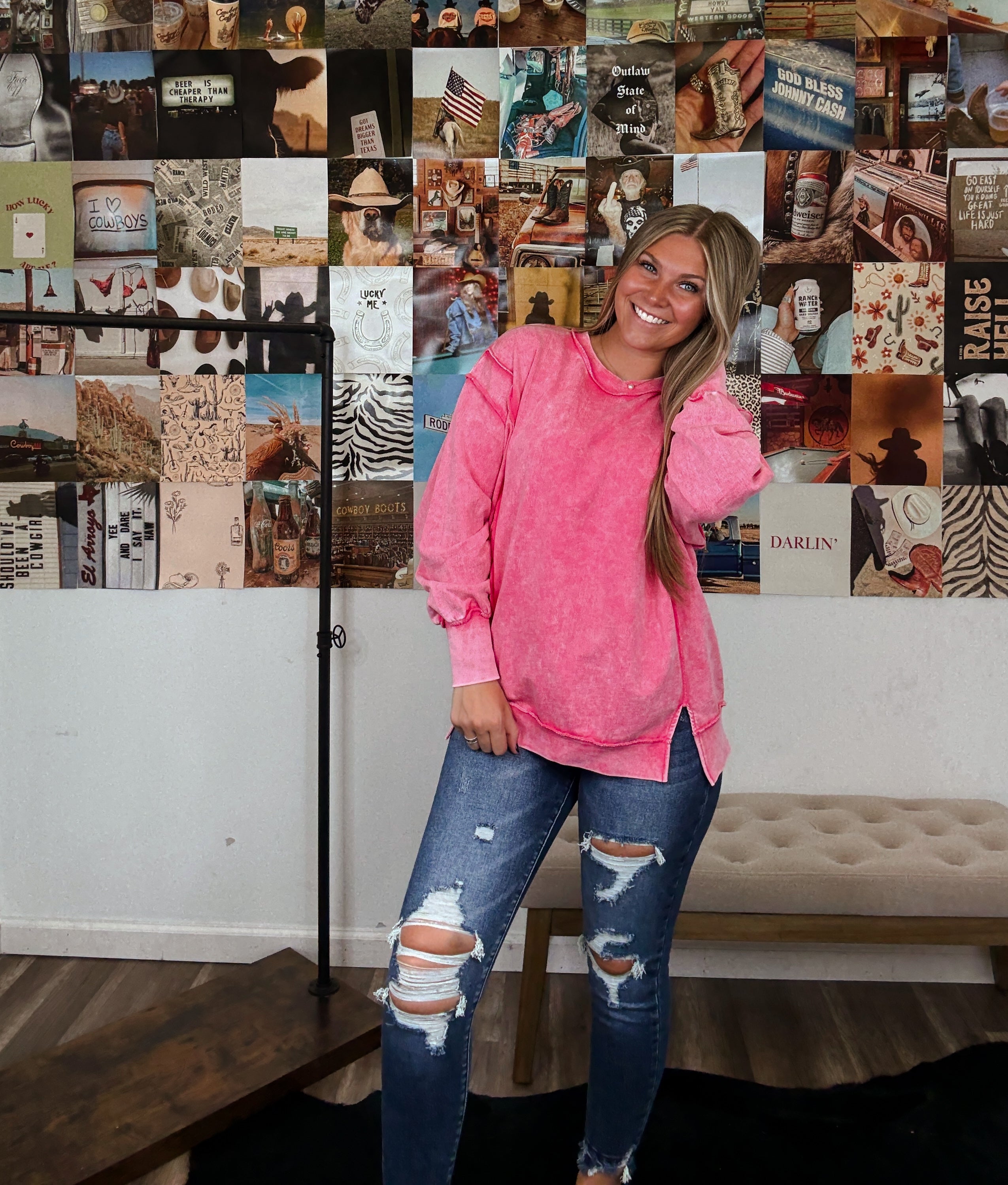 Oversized Girlie Pullover- Fuchsia