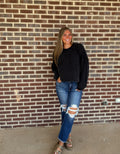 The Della Balloon Sleeve Top- Black