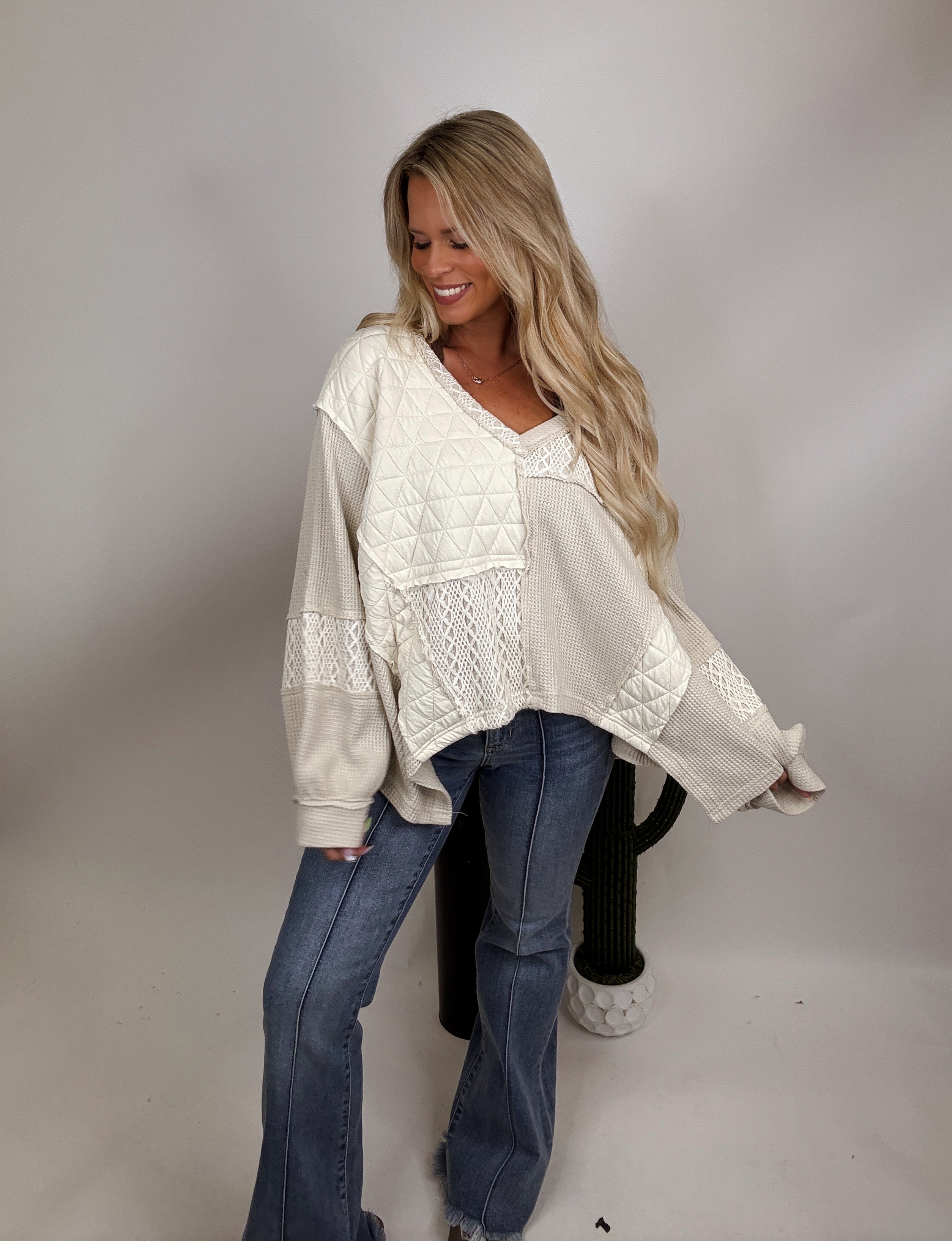The Lettie Top- Oatmeal
