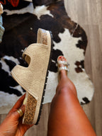 Straight Shooter Sandals- Cream