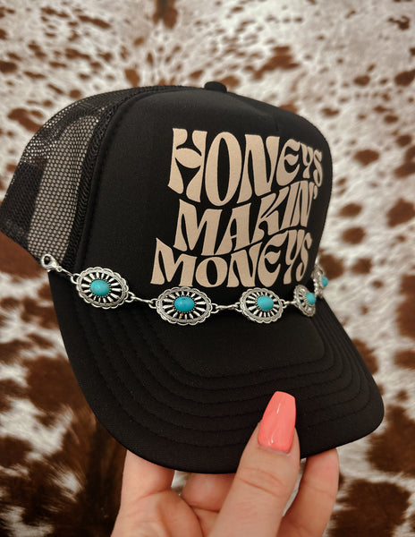 Small Turquoise & Silver Oval Trucker Chain