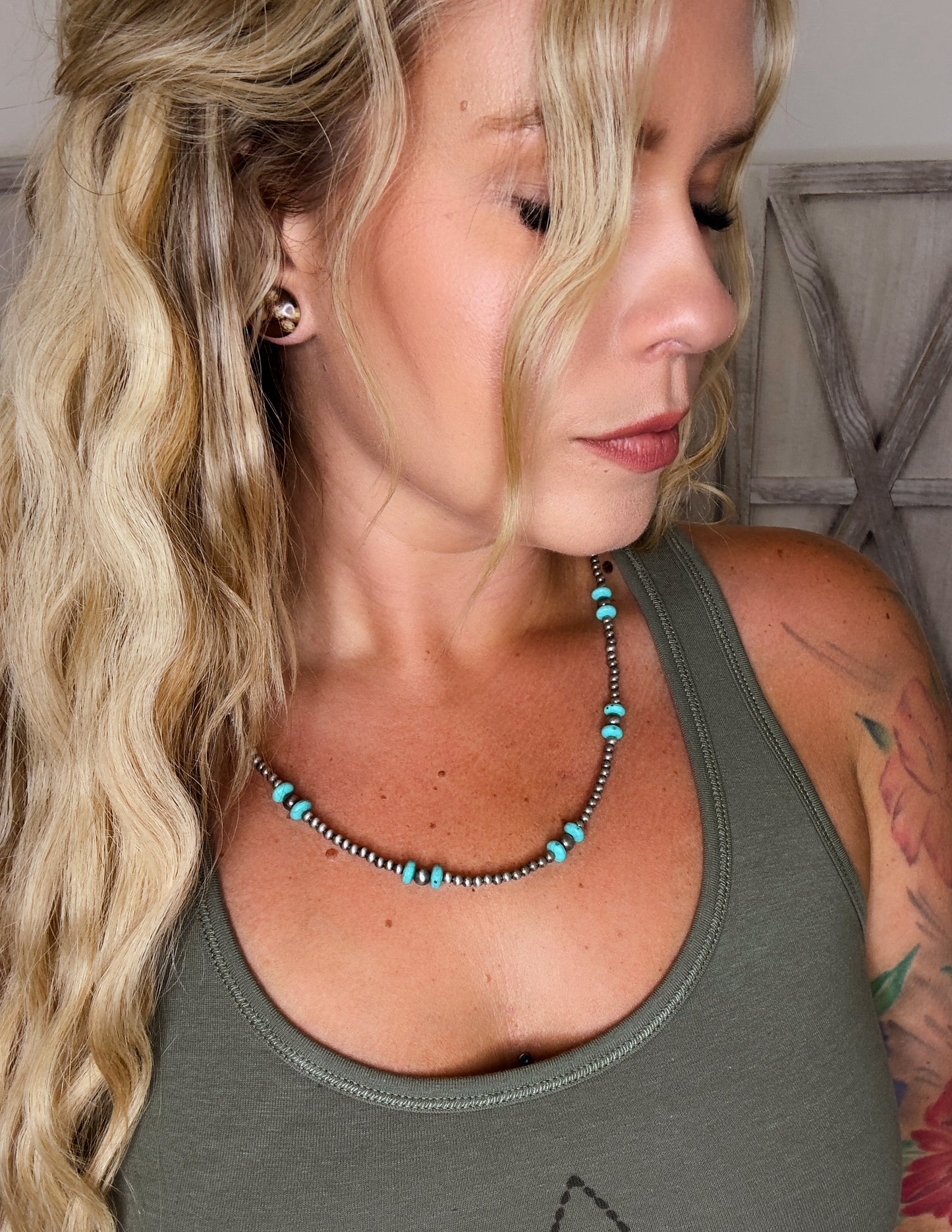 Faux Navajo Pearl Cluster Necklace