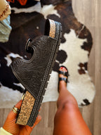 Straight Shooter Sandals- Black