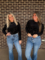 The Lux Velvet Mesh top- Black
