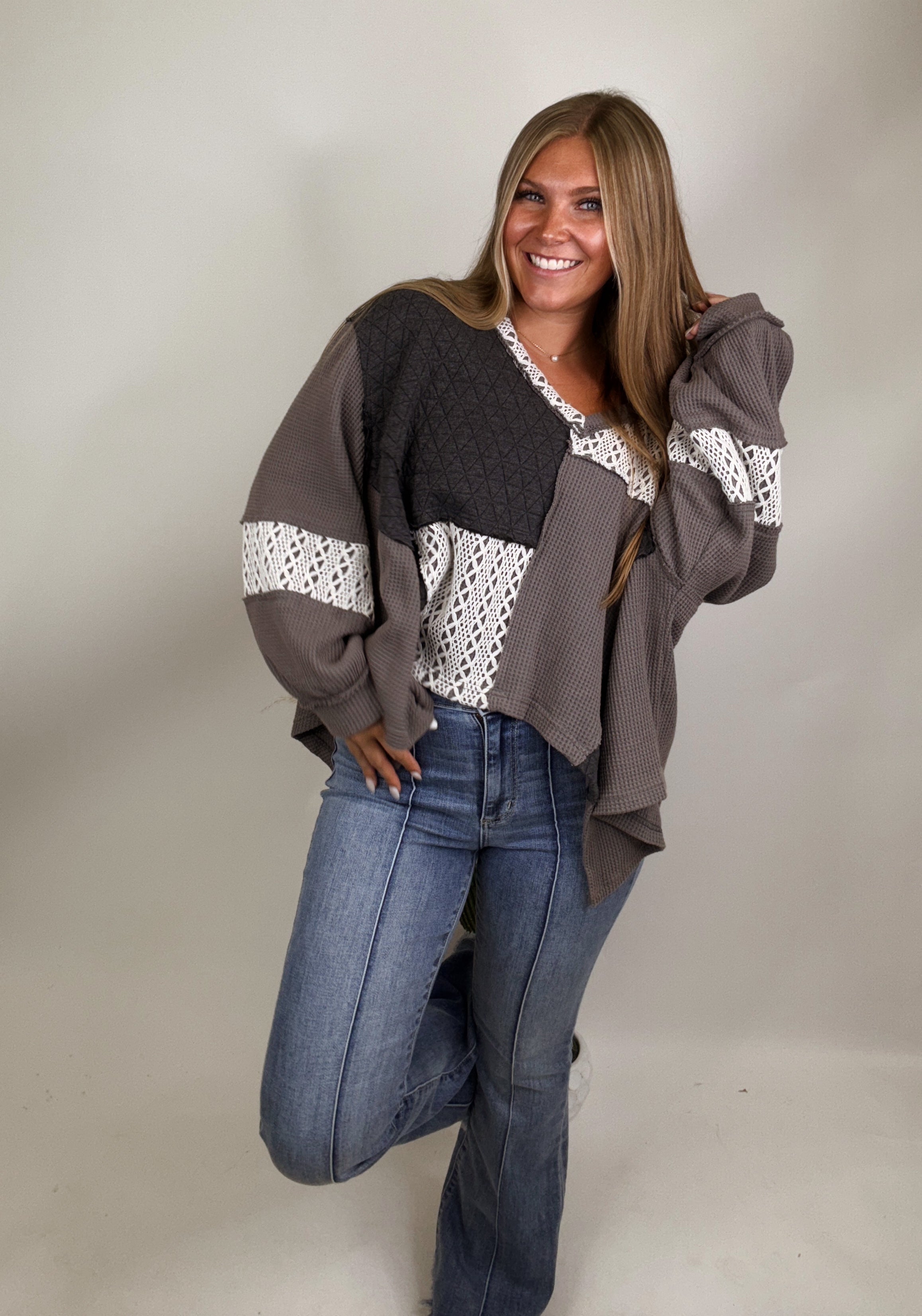 The Lettie Top- Charcoal