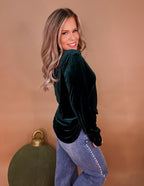 Mia Velvet Top- Emerald