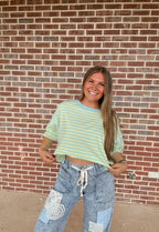 The Stripe Top- Mint/Blue