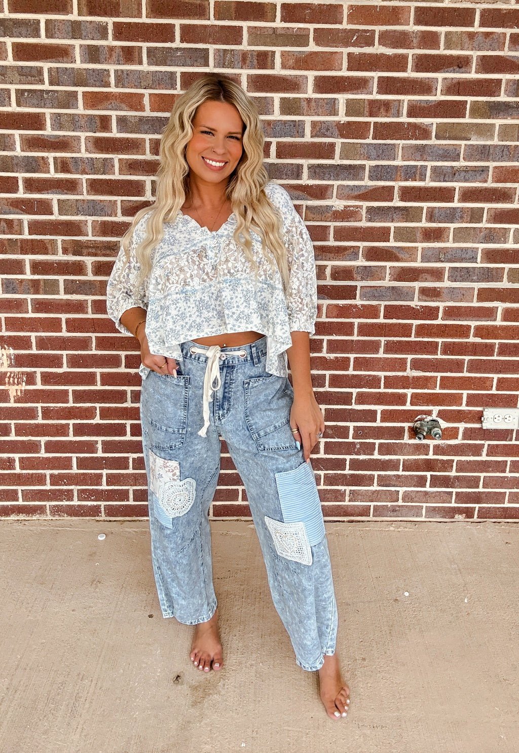 Ditsy Floral Top- Blue