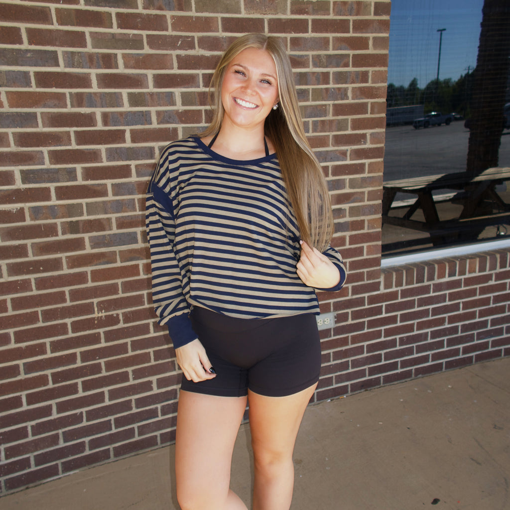 The Lottie Open Back Top- Navy