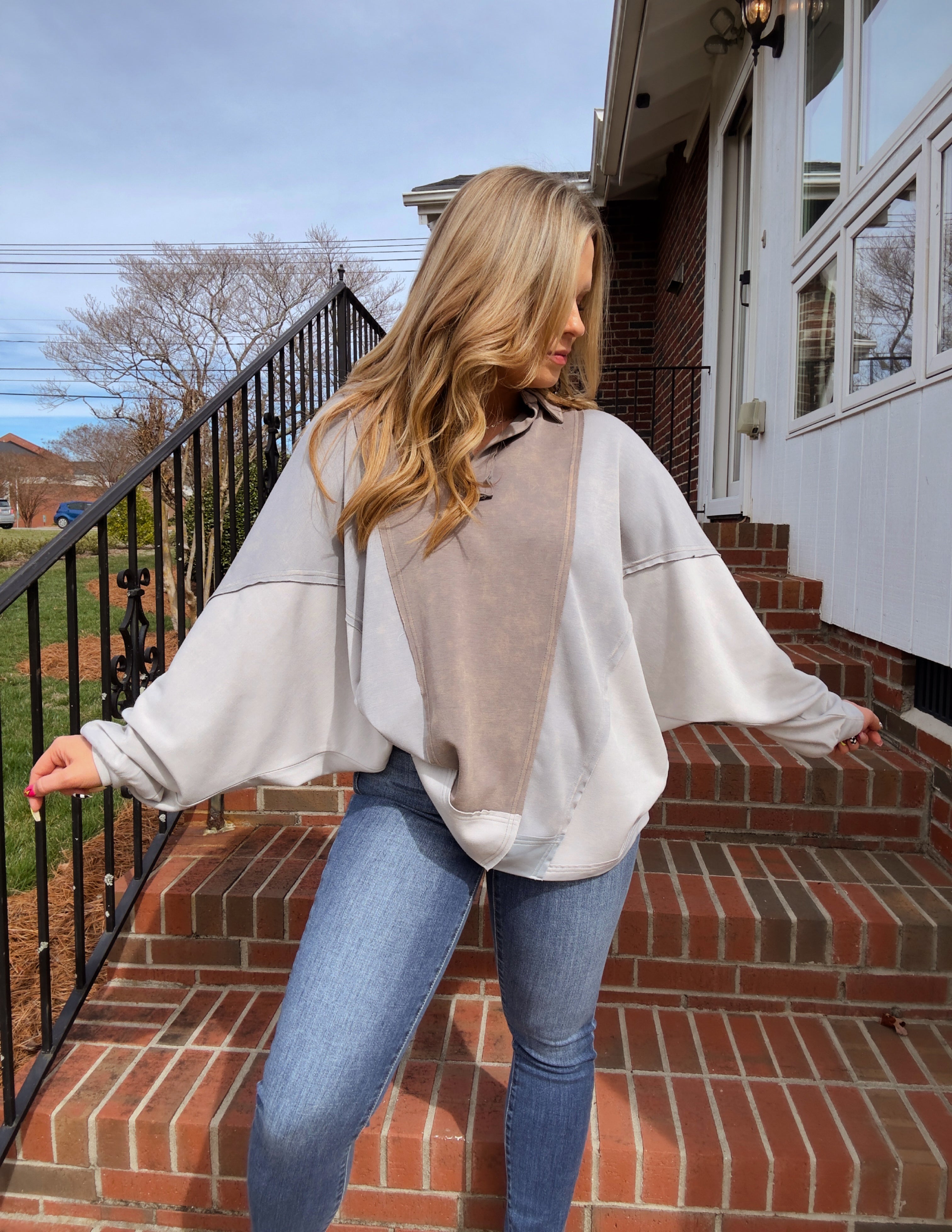 Mineral washed scuba oversized top