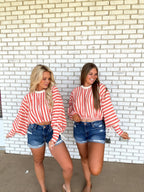 Coral & Cream Stripe Top