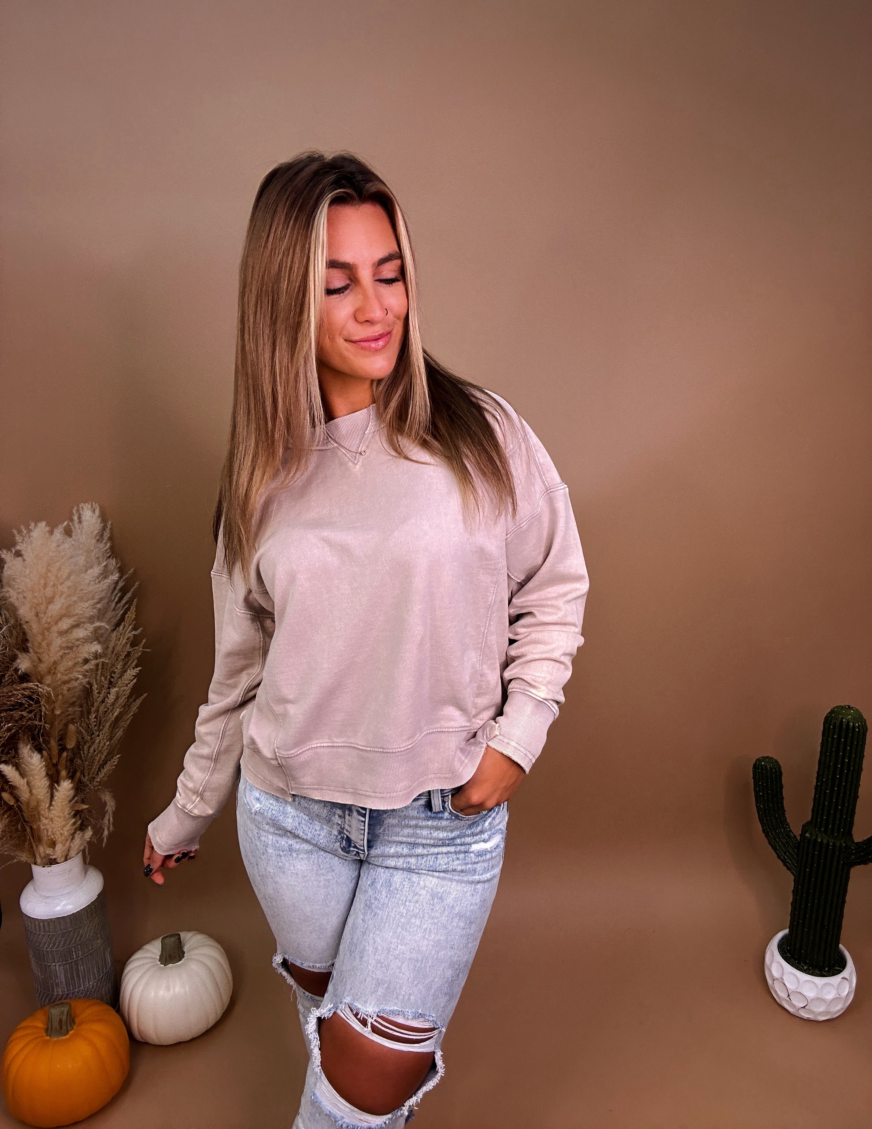 Cozy Nights Pullover- Ash Mocha