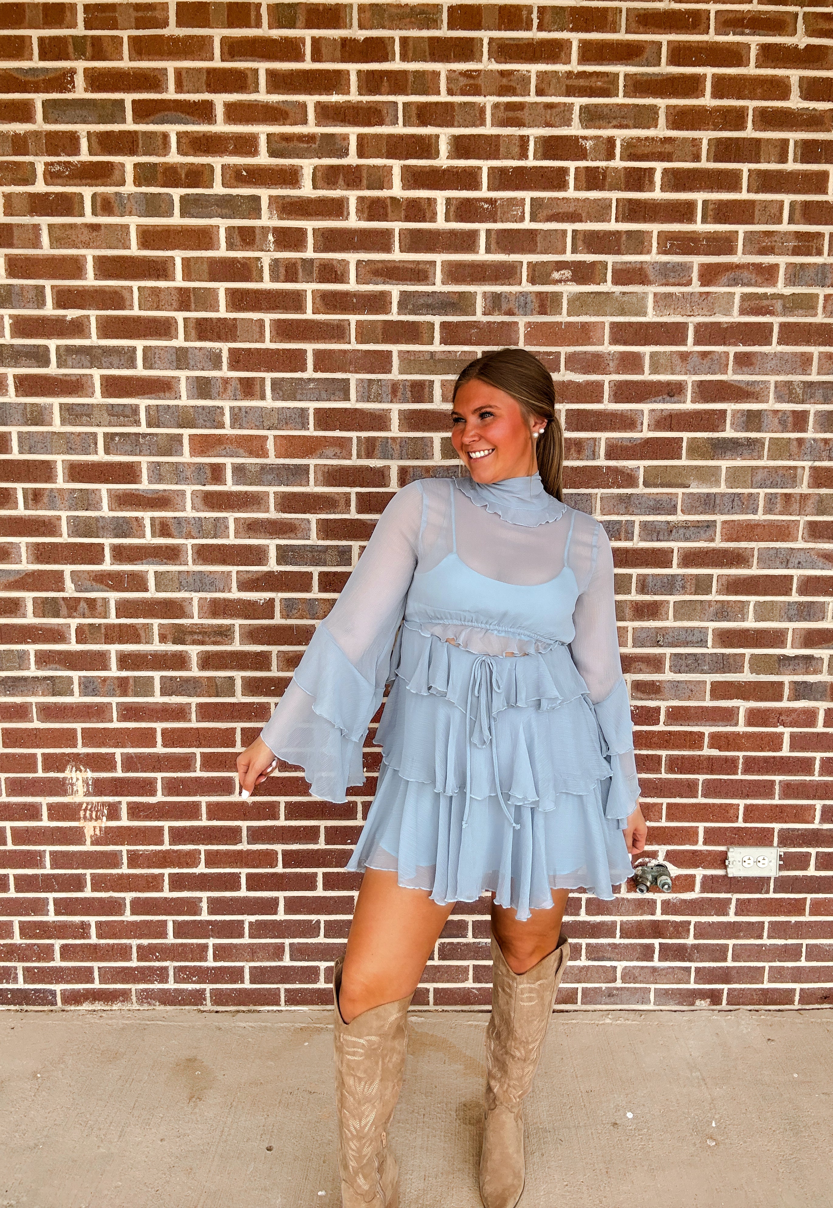 The Ruffle Dusty Blue Dress